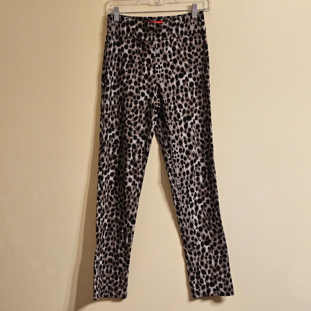 Krazy Larry Leopard Print Pants Women 6 Brown Black Ankle Pull On Stretch USA
